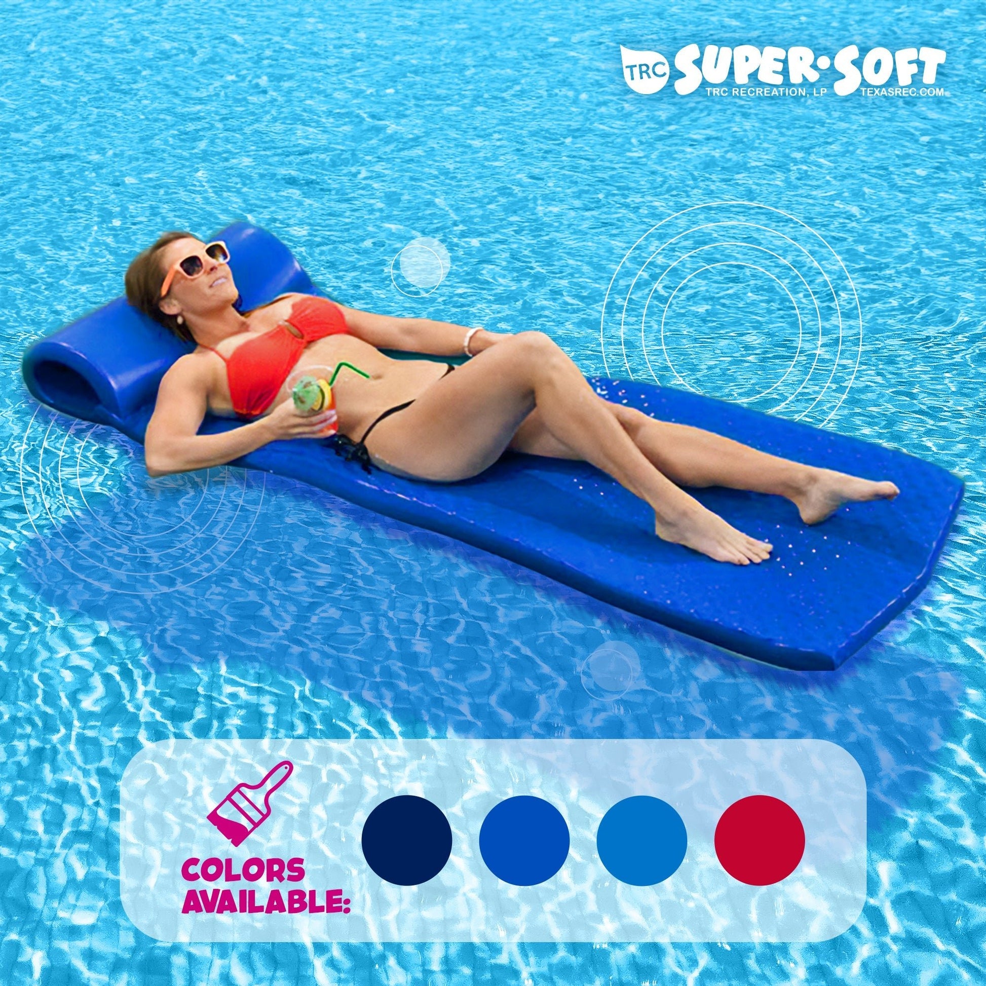 TRC Recreation Super Soft 2” Thick Vinyl Swimming Pool Float Mat, Indigo Blue - Angler's Pro Tackle & Outdoors