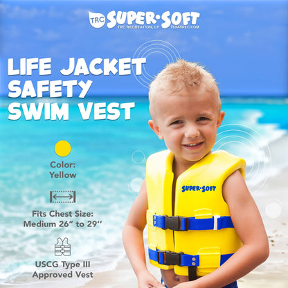 TRC Recreation Super Soft Child Life Jacket Safety Vest, Medium, 2 Pack, Yellow - Angler's Pro Tackle & Outdoors