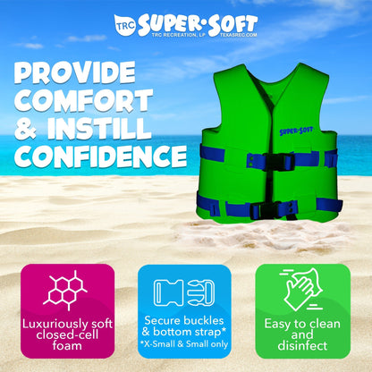 TRC Recreation Super Soft Child Life Jacket Swim Vest, Medium, Fierce Green - Angler's Pro Tackle & Outdoors