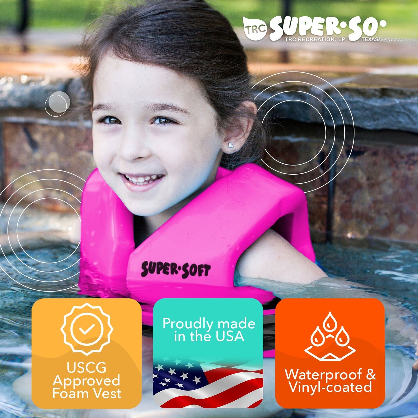 TRC Recreation Super Soft Child Life Jacket Swim Vest, X Small, Flamingo Pink - Angler's Pro Tackle & Outdoors