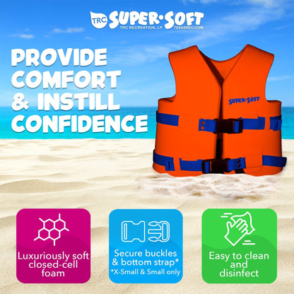 TRC Recreation Super Soft Child Life Jacket Swim Vest, X Small, Sunset Orange - Angler's Pro Tackle & Outdoors