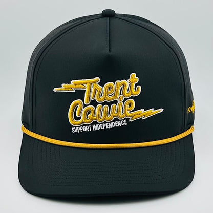 Trent Cowie "Support Independence" Cowboy Revolution 5 - panel Performance Hat (Black & Gold) - Angler's Pro Tackle & Outdoors