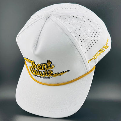 Trent Cowie "Support Independence" Cowboy Revolution 5 - panel Performance Hat (White & Gold) - Angler's Pro Tackle & Outdoors