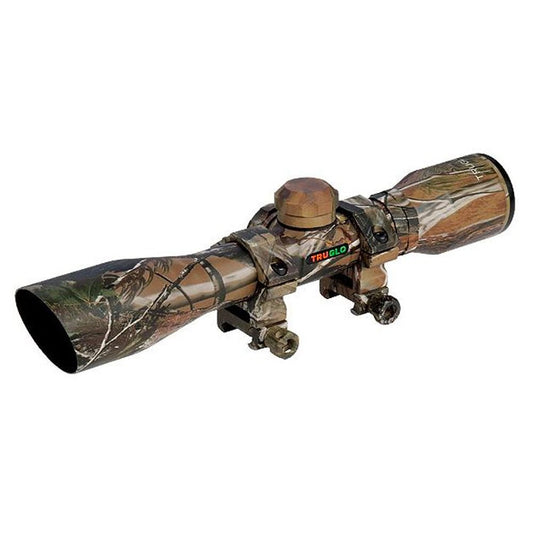 TruGlo 4 x 32 In Compact Illuminated Aluminum Shotgun Scope w/ Rings, Camouflage - Angler's Pro Tackle & Outdoors