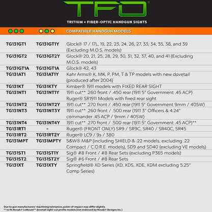 TruGlo Fiber Optic Handgun Glock Pistol Sight Accessories, Glock 42 and Glock 43 - Angler's Pro Tackle & Outdoors