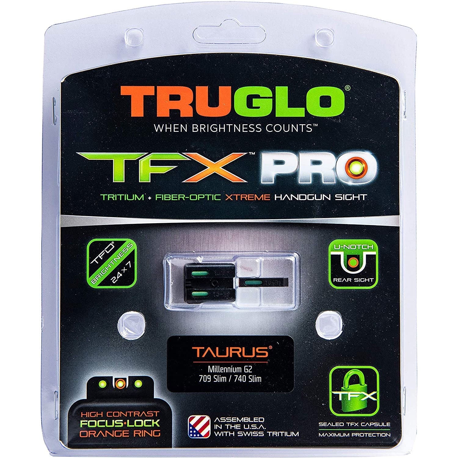 TruGlo Pro TFK Fiber Optic Tritium Handgun Glock Pistol Sight Accessory, Taurus - Angler's Pro Tackle & Outdoors