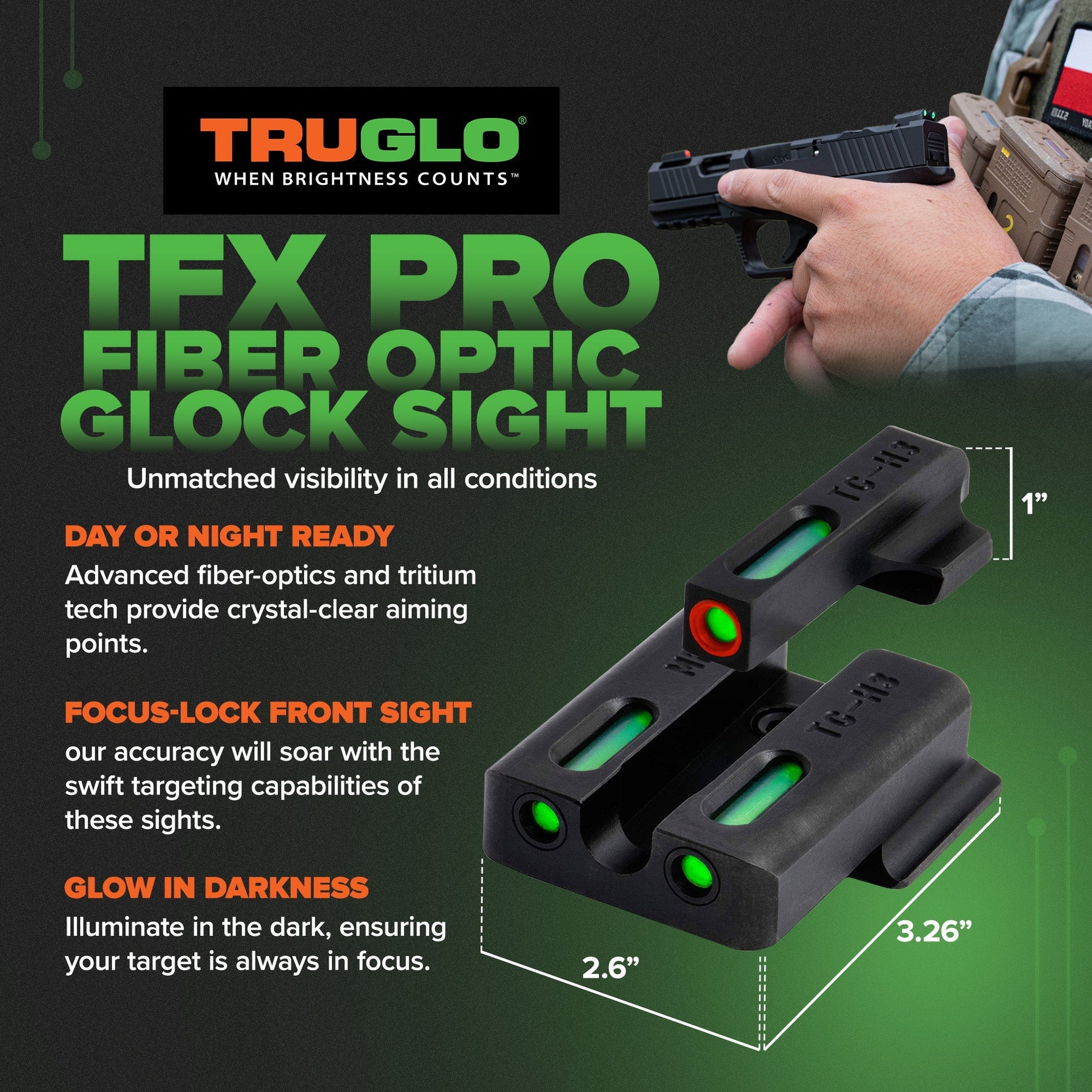 TruGlo Pro TFK Fiber Optic Tritium Handgun Sight for Smith & Wesson M&P Models - Angler's Pro Tackle & Outdoors