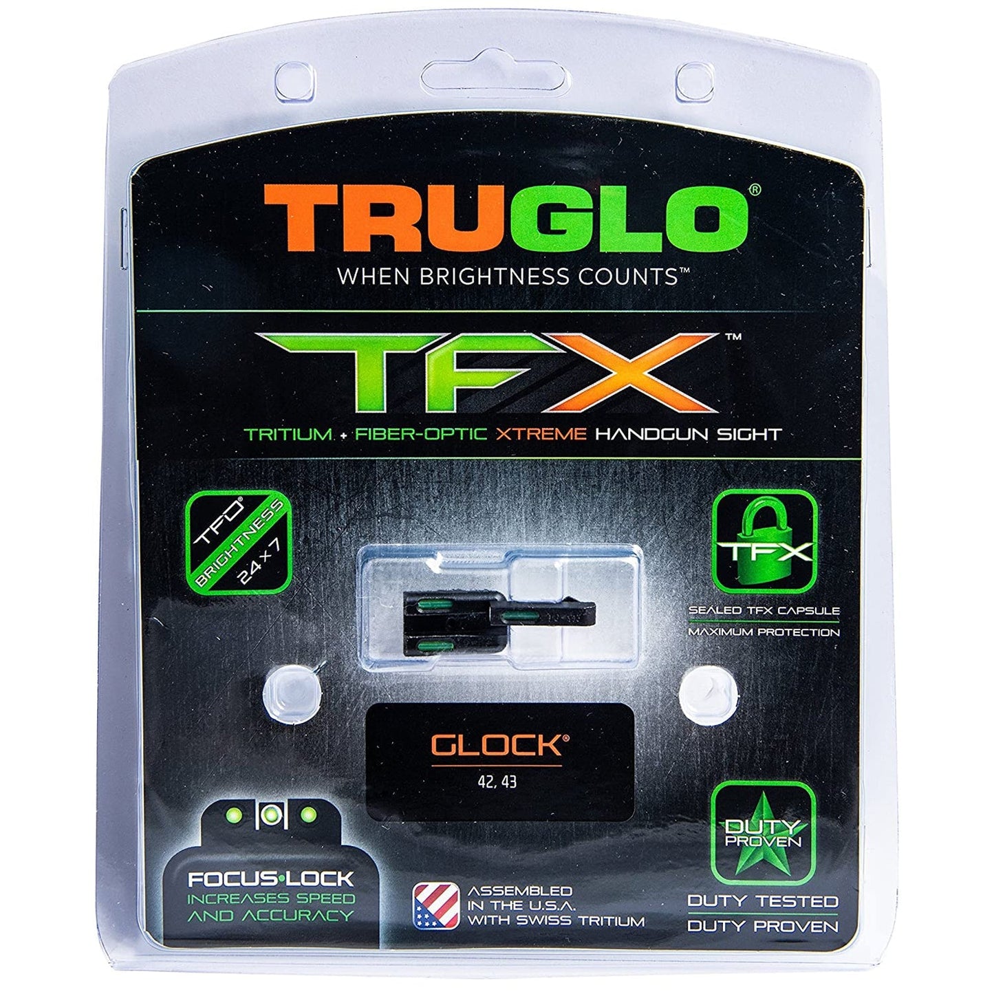 TruGlo TFK Fiber Optic Tritium Handgun Glock Pistol Sight Accessories, 42/43 - Angler's Pro Tackle & Outdoors