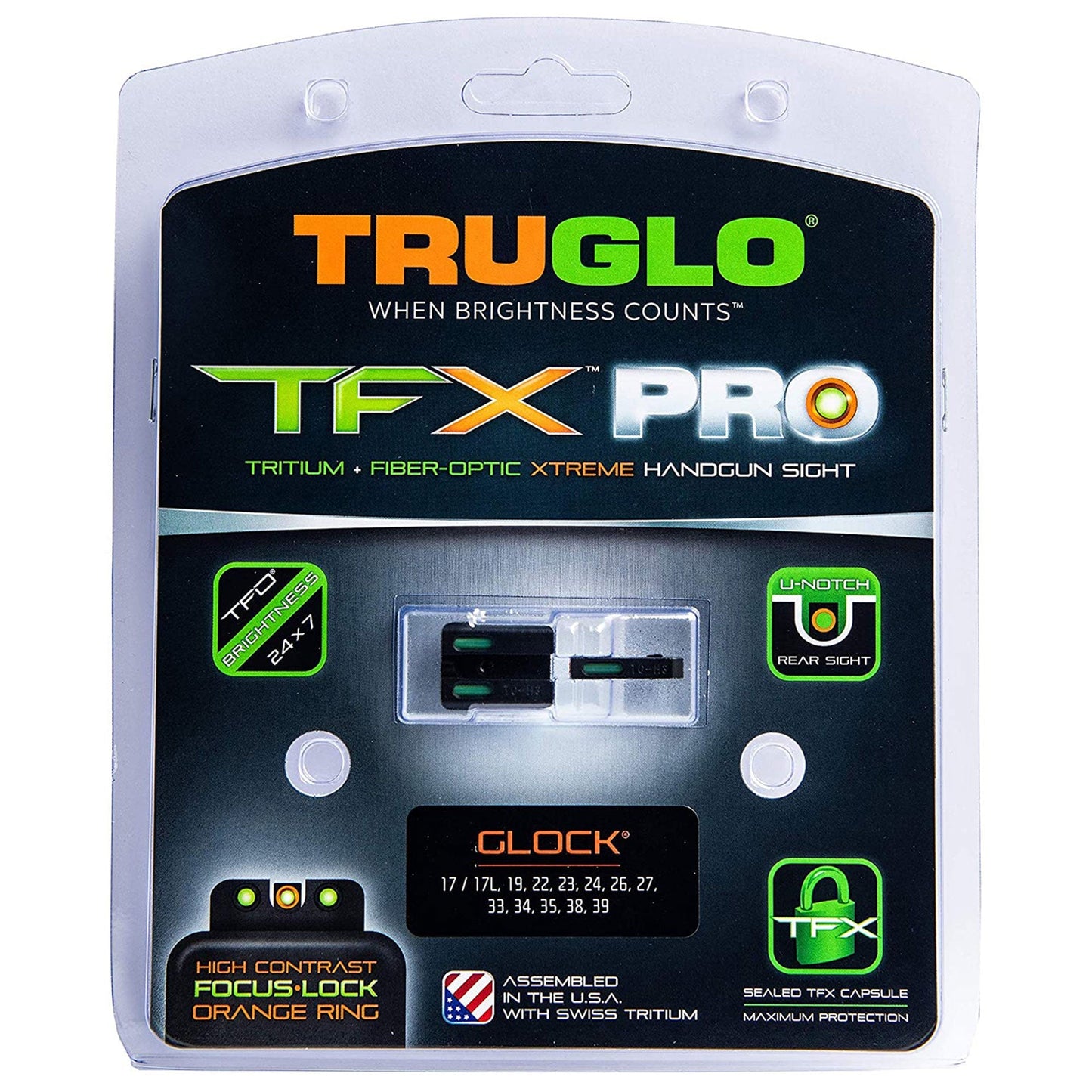 TruGlo TFK Pro Fiber Optic Tritium Handgun Glock Sight Accessories for Handguns - Angler's Pro Tackle & Outdoors