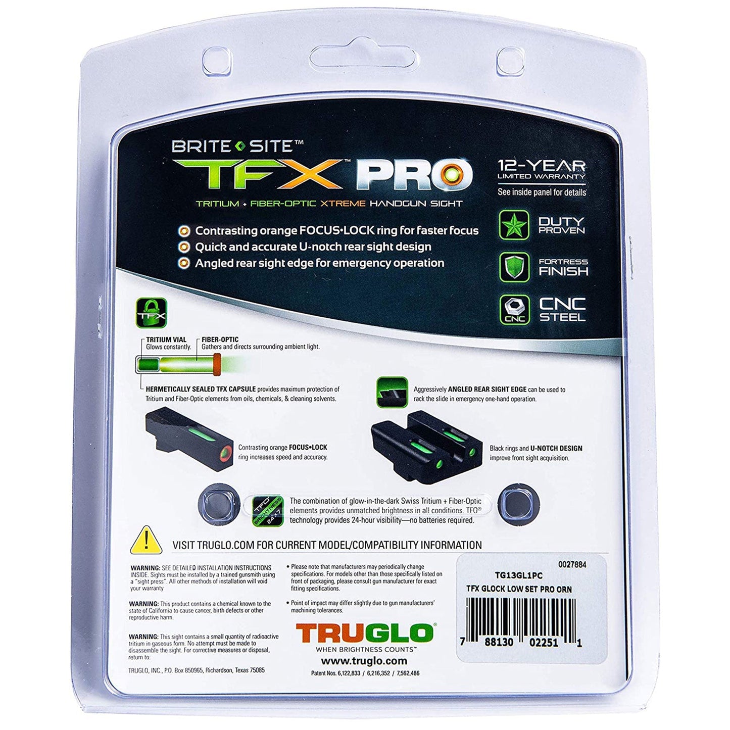 TruGlo TFK Pro Fiber Optic Tritium Handgun Glock Sight Accessories for Handguns - Angler's Pro Tackle & Outdoors