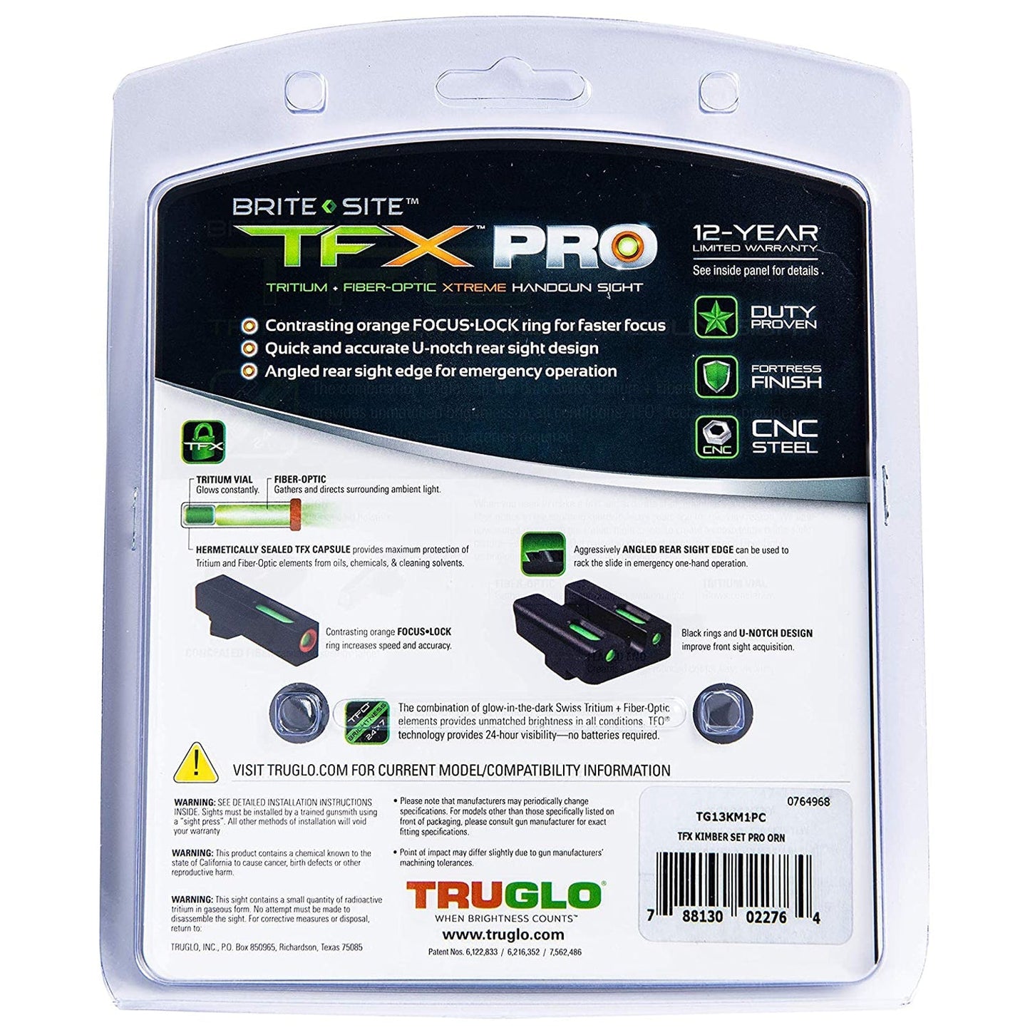 TruGlo TFK Pro Fiber Optic Tritium Handgun Sight Accessories for Kimber Models - Angler's Pro Tackle & Outdoors