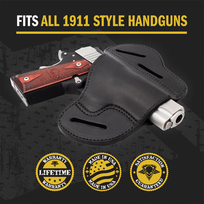Relentless Tactical The Ultimate Leather Gun Holster | 3 Slot Pancake Style Belt Holster | Handmade in the USA! | Fits all 1911 Style Handguns