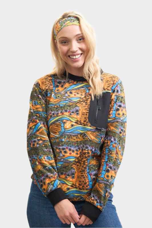 FisheWear Unbound Brown Fleece Crew Neck