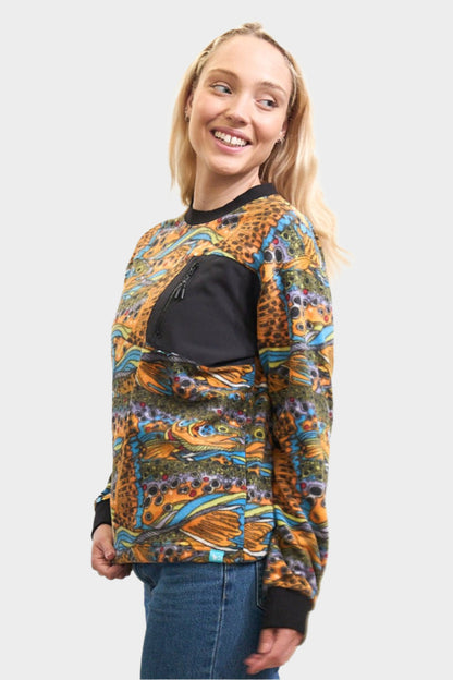 FisheWear Unbound Brown Fleece Crew Neck