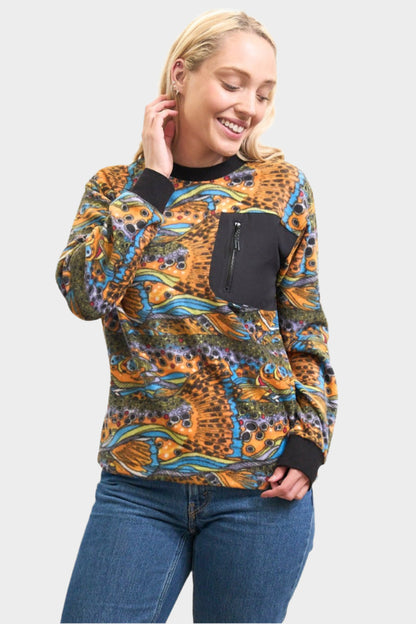 FisheWear Unbound Brown Fleece Crew Neck