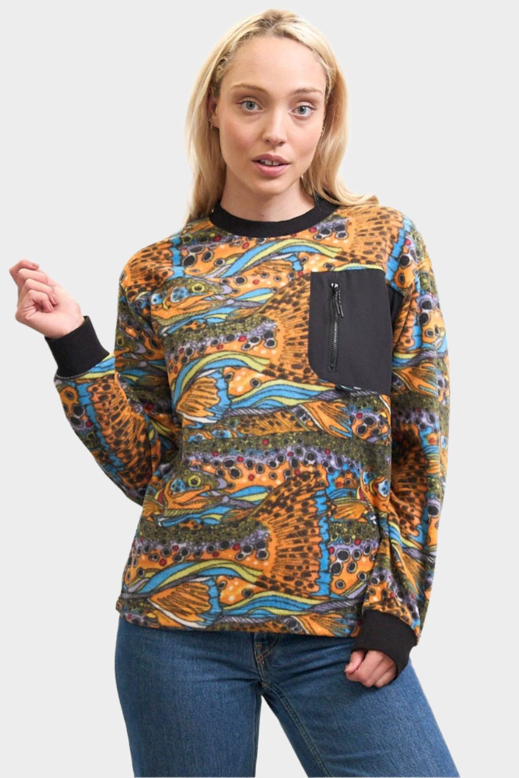 FisheWear Unbound Brown Fleece Crew Neck
