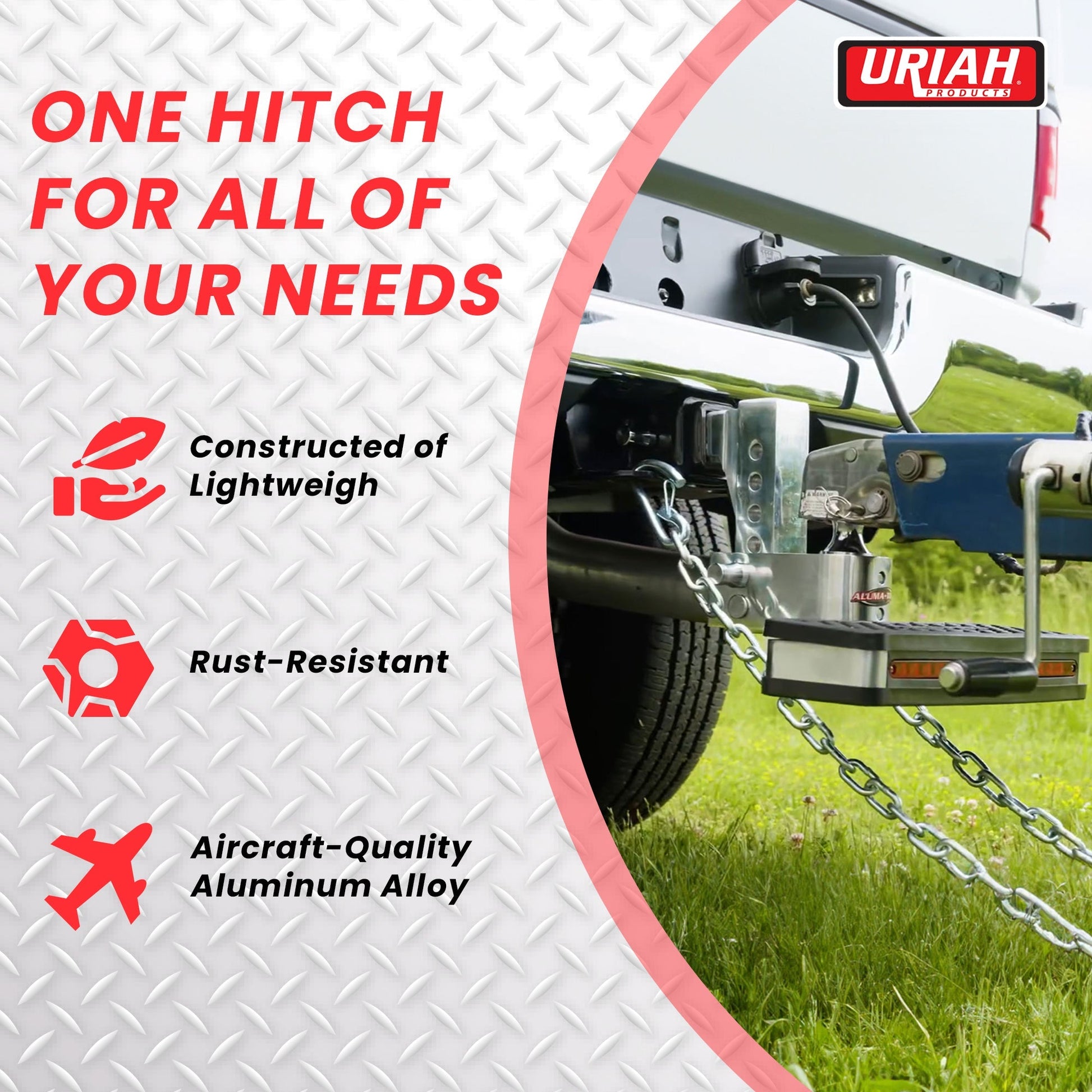 Uriah AlumaTow Adjustable Aluminum Tow Truck Car Trailer Hitch Mount 6 Inch Drop - Angler's Pro Tackle & Outdoors