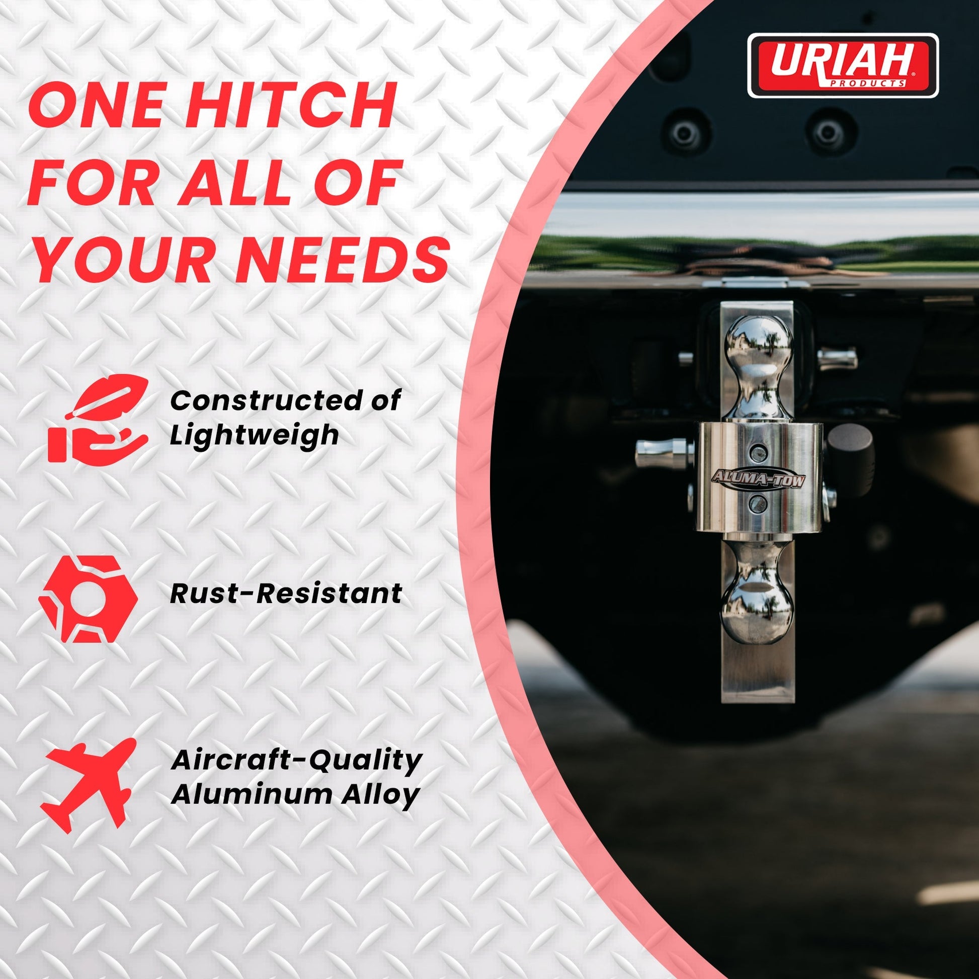 Uriah Products Adjustable Aluminum Hitch Mount with up to 8 Inch Rise and Drop - Angler's Pro Tackle & Outdoors