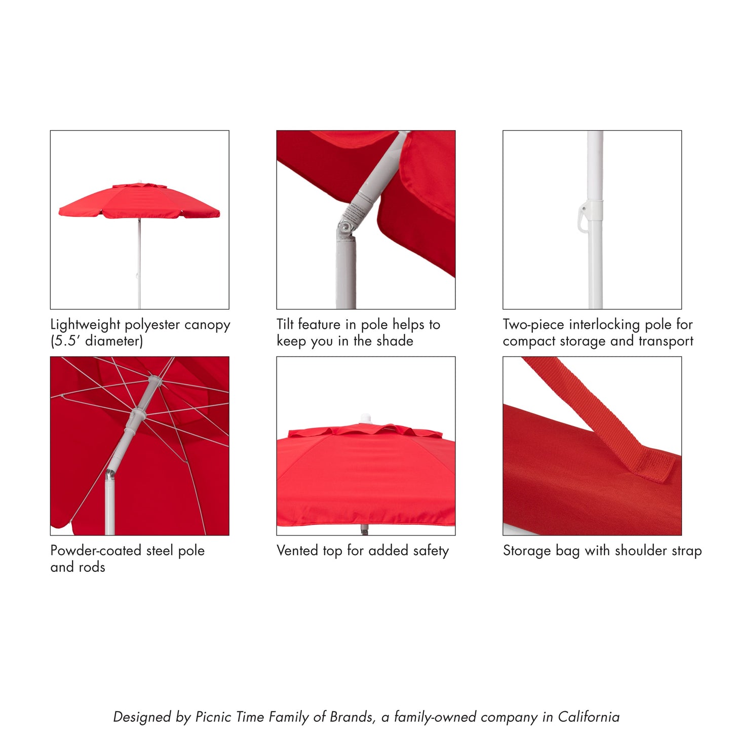Picnic Time 5.5 Ft. Portable Beach Umbrella