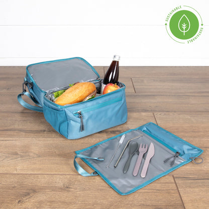 Picnic Time Tarana Recycled Lunch Bag Cooler with Utensils