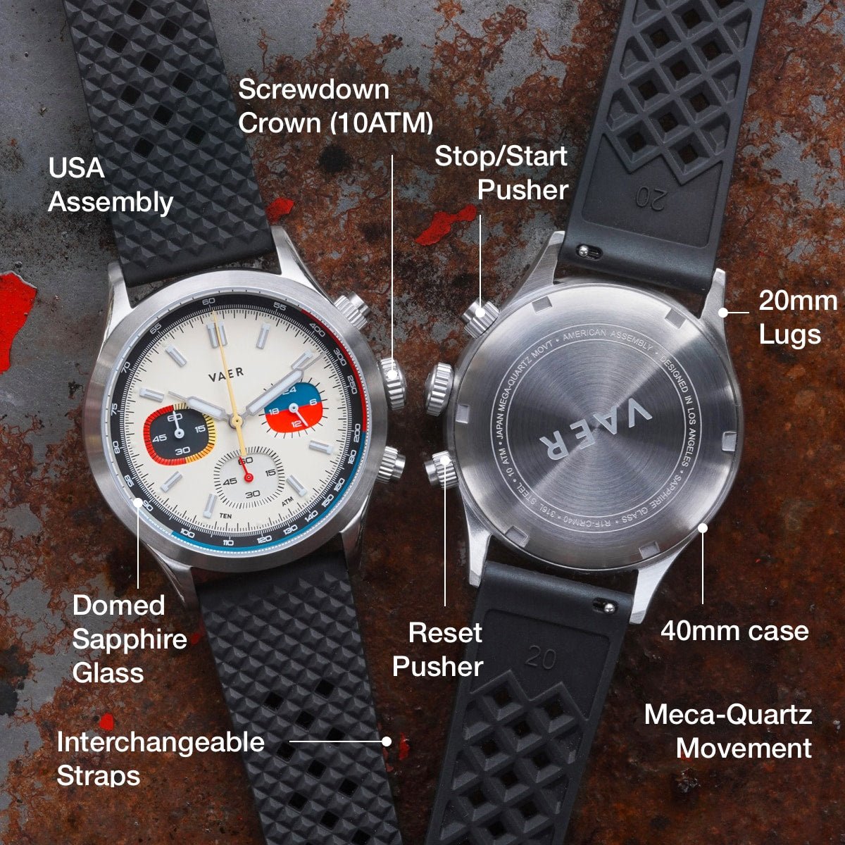 Vaer RS1 Rally Chronograph - Cream 40mm - Angler's Pro Tackle & Outdoors