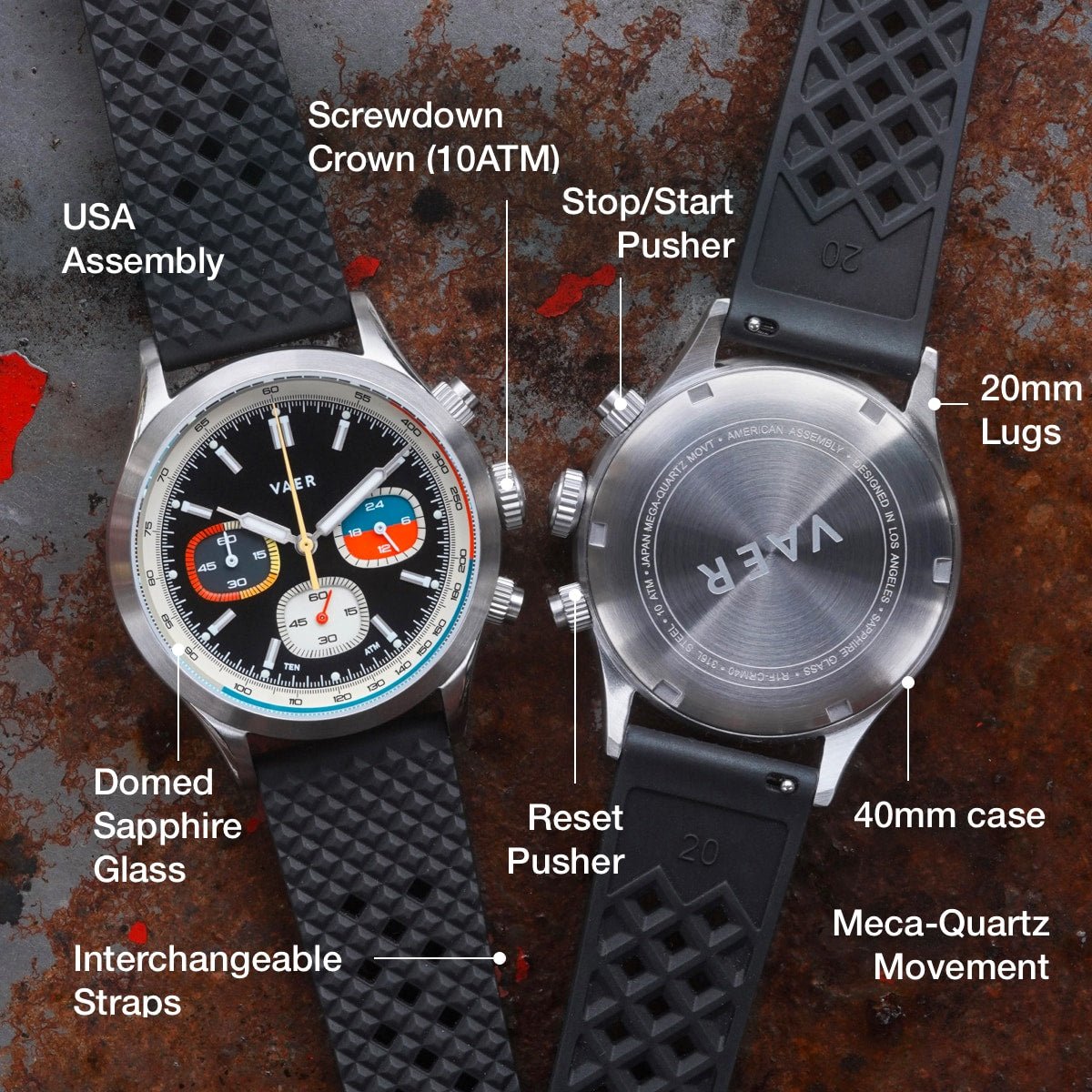 Vaer RS1 Rally Chronograph - Panda 40mm - Angler's Pro Tackle & Outdoors