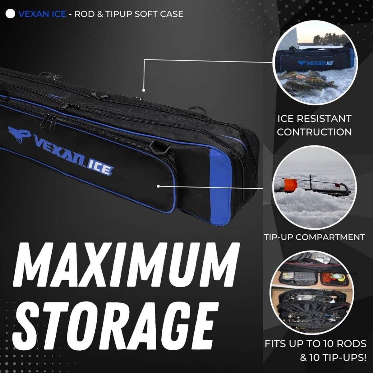 VEXAN® 36.5" Ice Fishing Combo Rod Tackle Bag - Angler's Pro Tackle & Outdoors