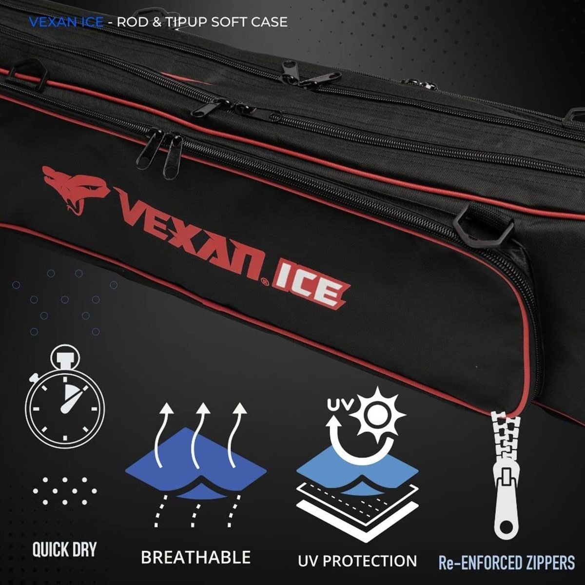 VEXAN® 36.5" Ice Fishing Combo Rod Tackle Bag - Angler's Pro Tackle & Outdoors