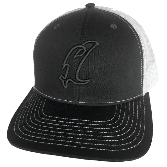Vicious Fishing "Vic" Outline Black & White Adjustable Hat - Angler's Pro Tackle & Outdoors