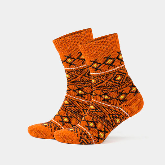 GoWith Women's Alpaca Wool Crew Vintage Socks with Nordic Pattern