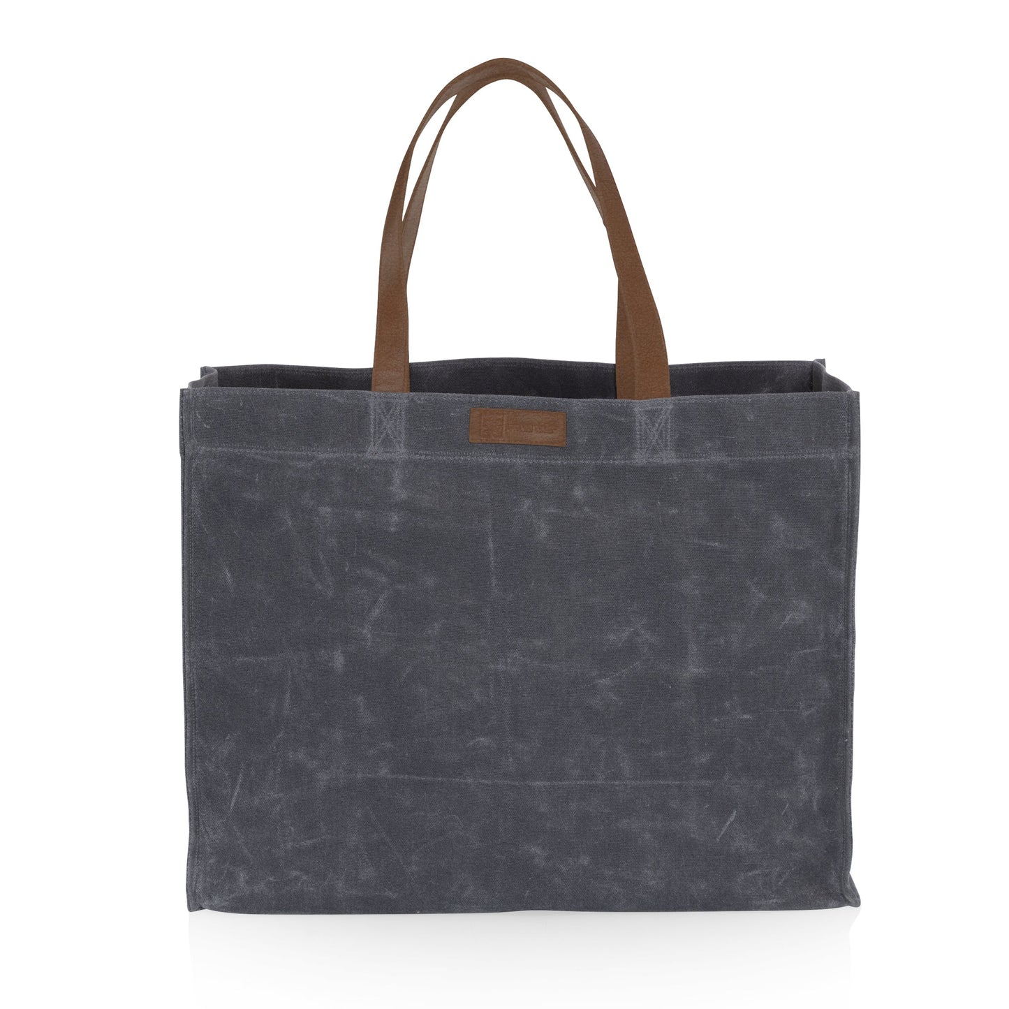 Picnic Time Market Waxed Canvas Tote with Leatherette Handles