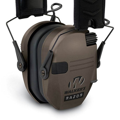 Walker's Razor Slim Electronic Folding Ear Protection Muffs for Shooting, Earth - Angler's Pro Tackle & Outdoors