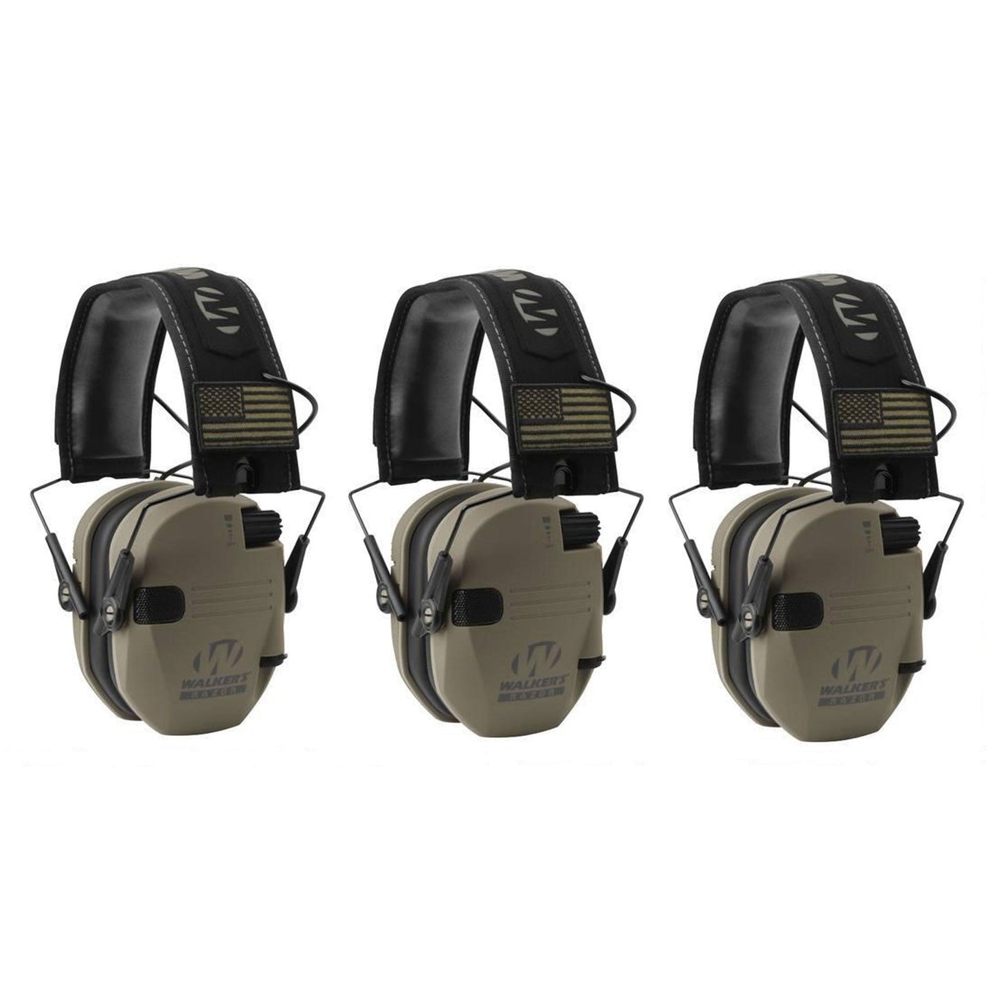 Walker's Razor Slim Shooter Electronic Hearing Earmuff, Tan Patriot (3 Pack) - Angler's Pro Tackle & Outdoors