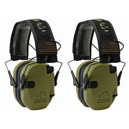 Walker's Razor Slim Shooter Electronic Hearing Earmuffs, Green Patriot (2 Pack) - Angler's Pro Tackle & Outdoors