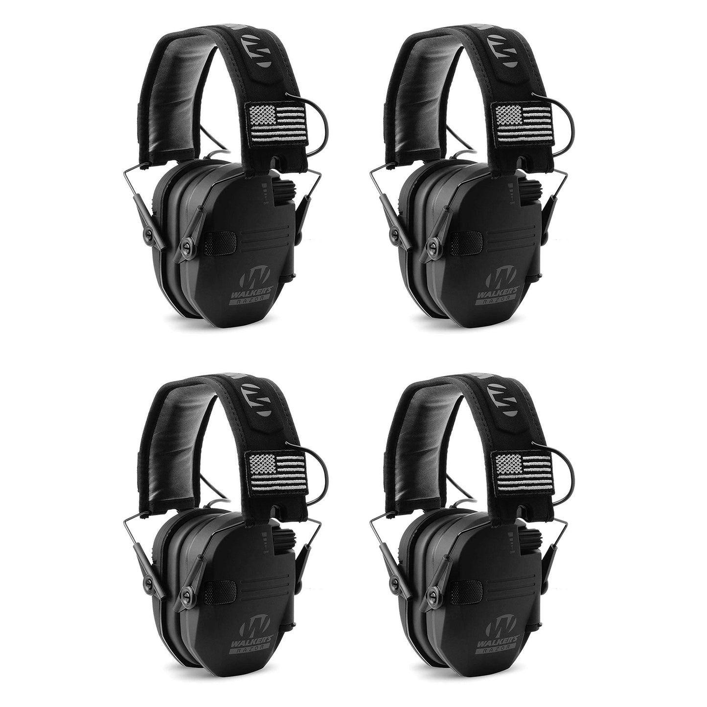 Walker's Razor Slim Shooter Hearing Protection Earmuff, Black Patriot (4 Pack) - Angler's Pro Tackle & Outdoors