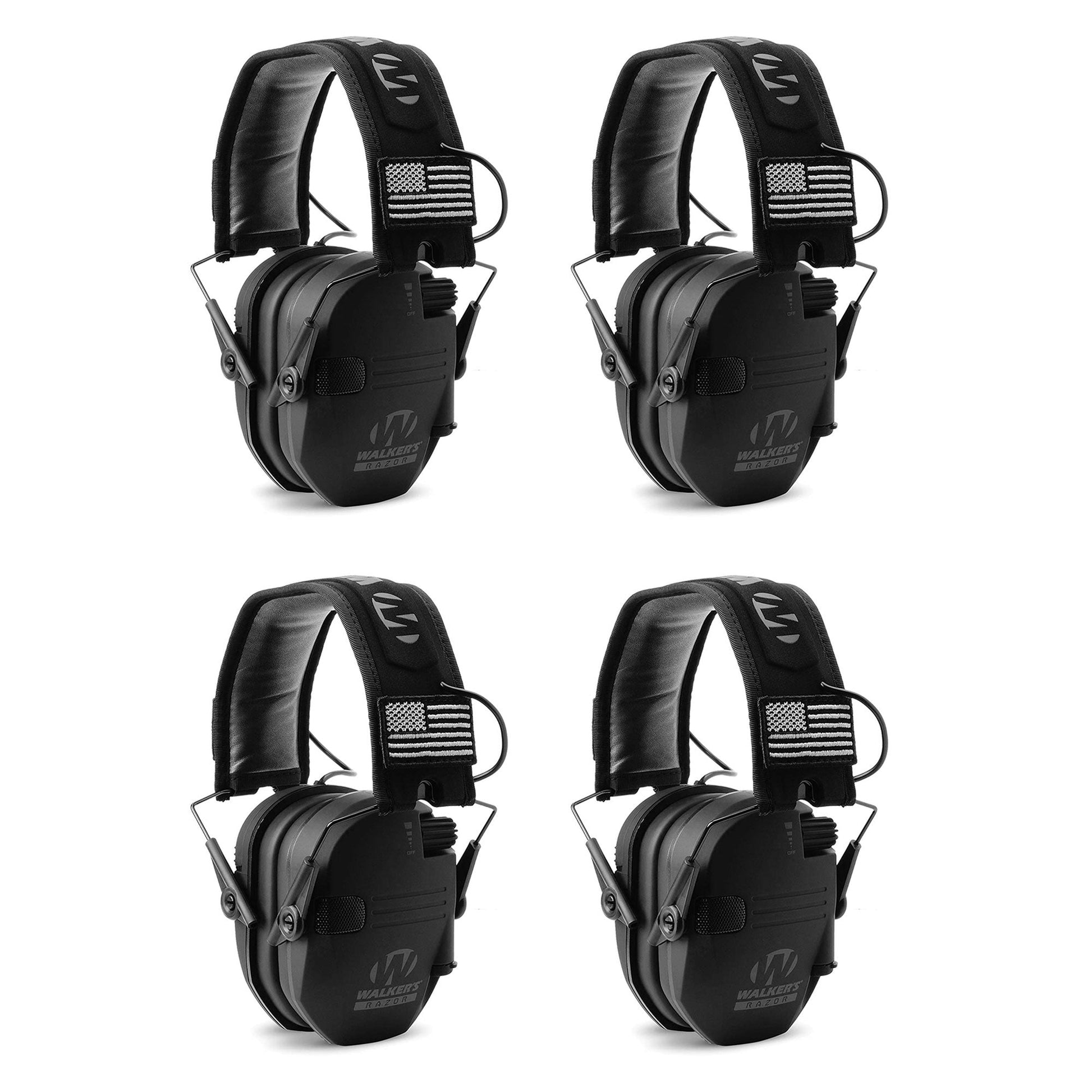 Walker's Razor Slim Shooter Hearing Protection Earmuff, Black Patriot (4 Pack) - Angler's Pro Tackle & Outdoors