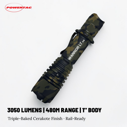 Powertac - Warrior LT (Long Throw) Gen 5 - 3050 Lumen Tactical Flashlight