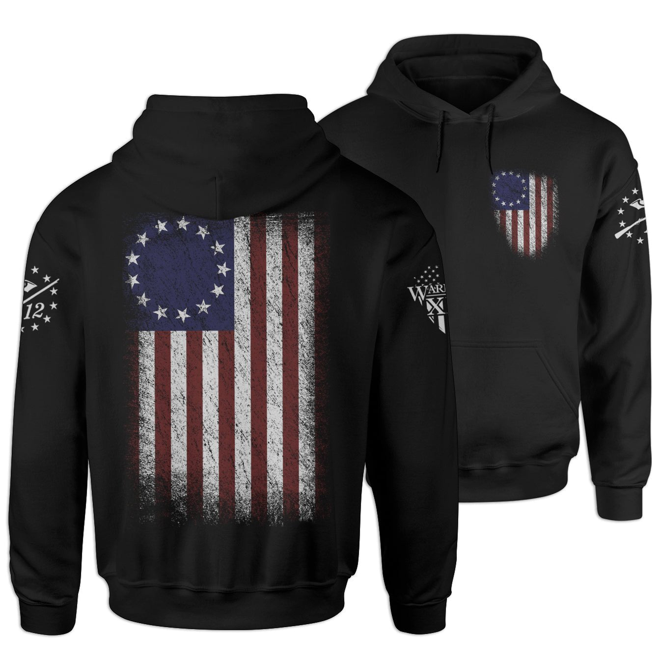 Warrior 12 - Betsy Ross Flag Hoodie - Angler's Pro Tackle & Outdoors