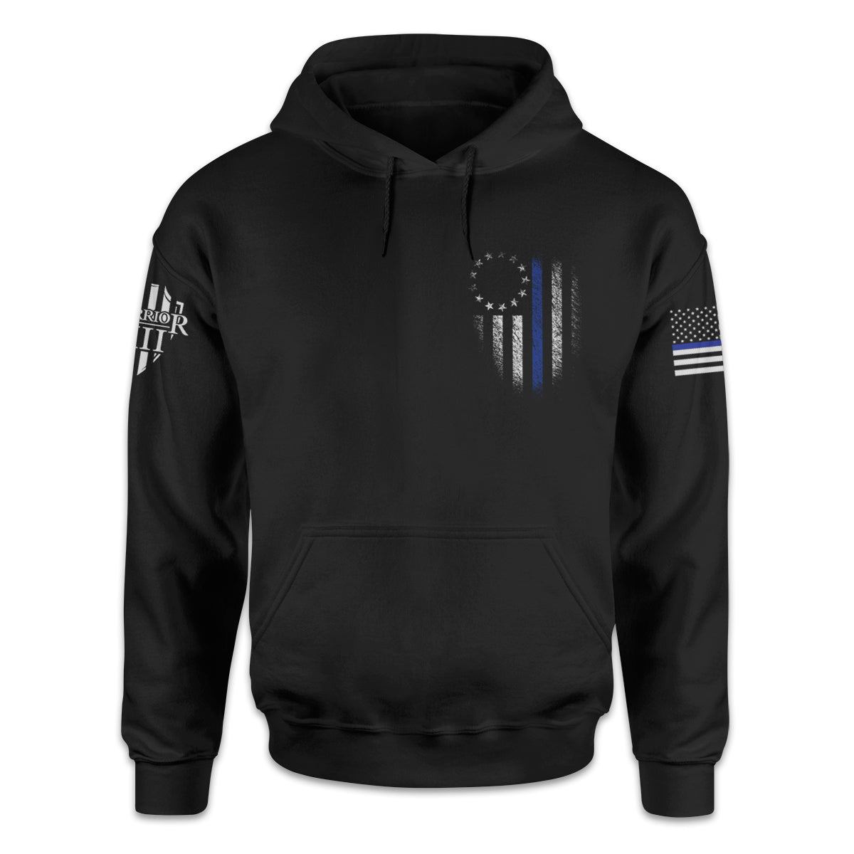 Warrior 12 - Thin Blue Line Betsy Ross Flag Hoodie - Angler's Pro Tackle & Outdoors