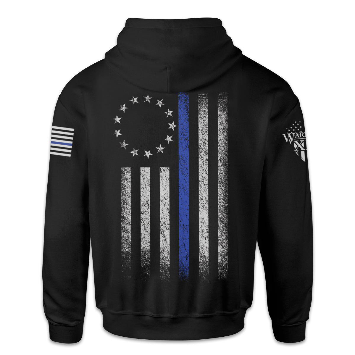 Warrior 12 - Thin Blue Line Betsy Ross Flag Hoodie - Angler's Pro Tackle & Outdoors