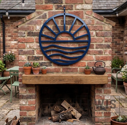 Lewis Design Co Sun and Waves Metal Wall Art, Outdoor patio Wall decor