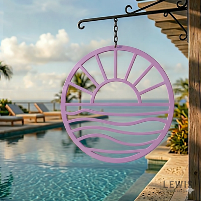 Lewis Design Co Sun and Waves Metal Wall Art, Outdoor patio Wall decor
