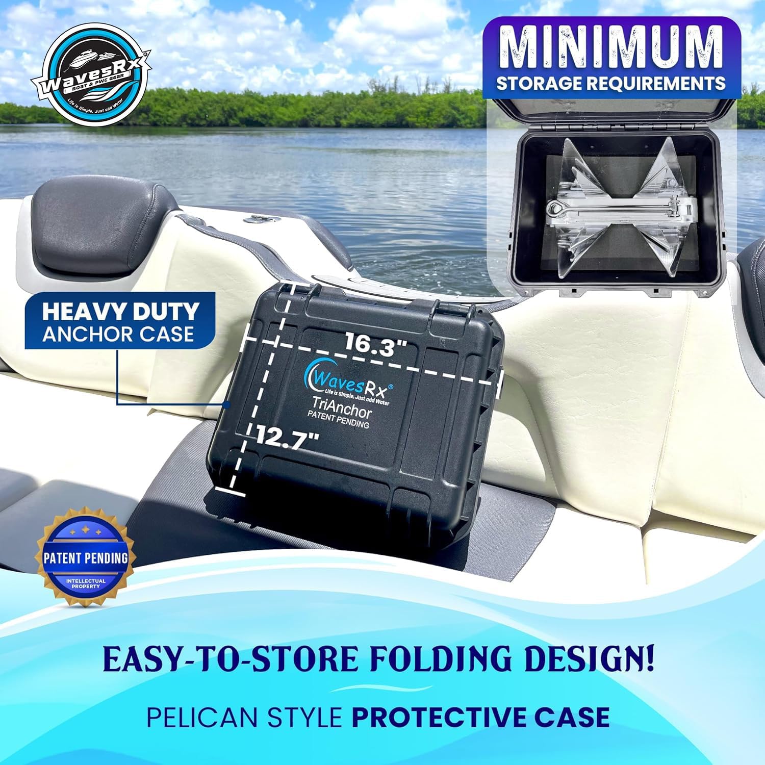 WavesRx 12LB FOLDING TRIANCHOR - Angler's Pro Tackle & Outdoors