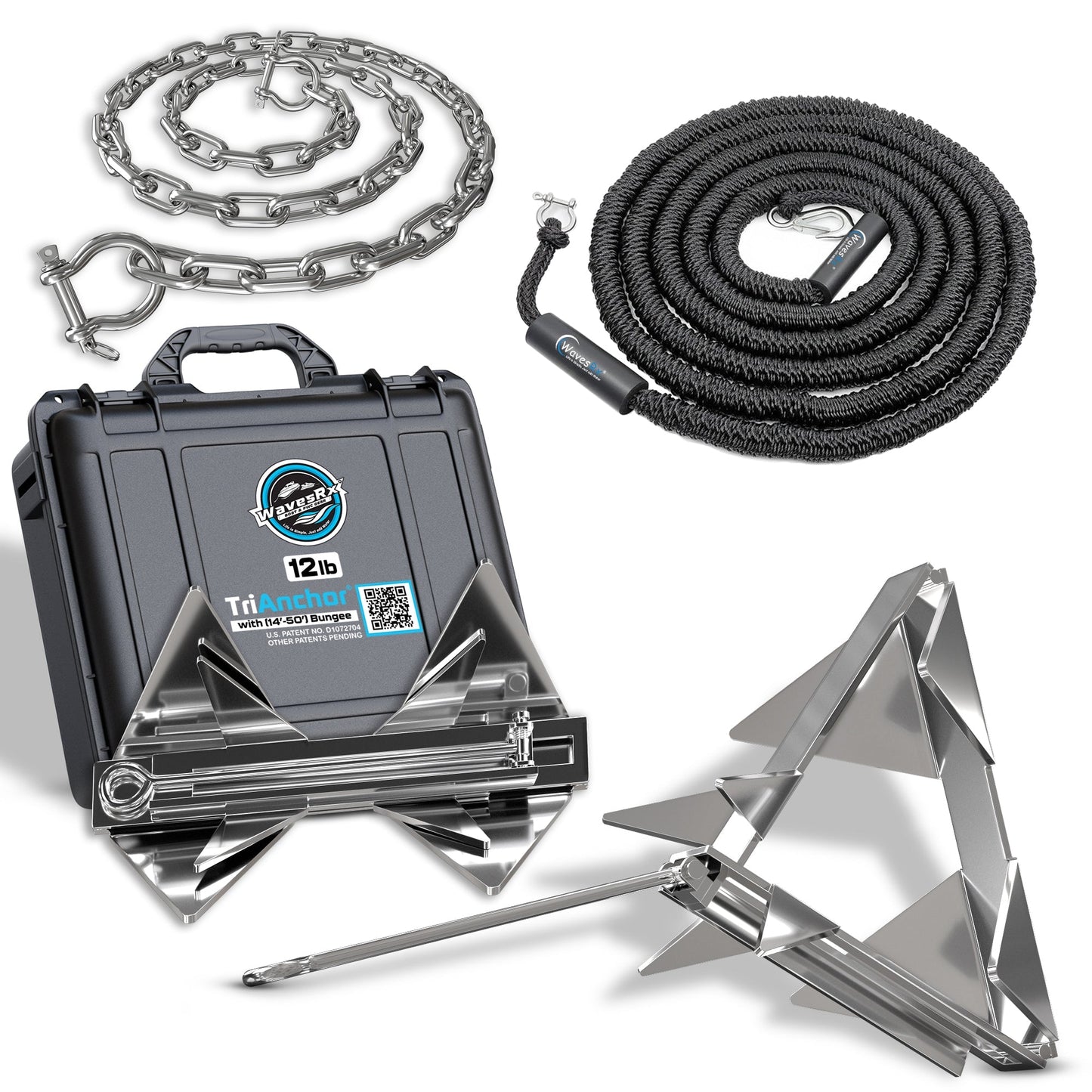 WavesRx 12LB FOLDING TRIANCHOR - Angler's Pro Tackle & Outdoors