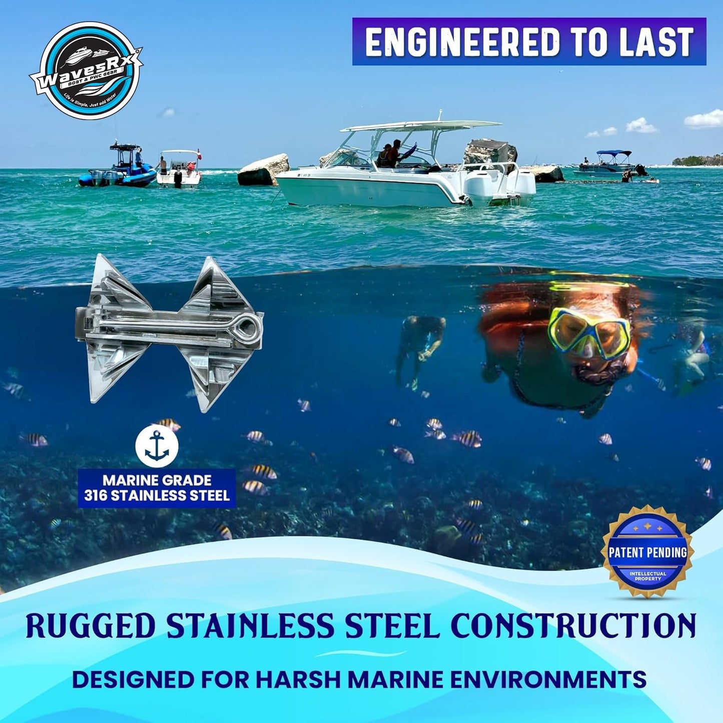 WavesRx 12LB FOLDING TRIANCHOR - Angler's Pro Tackle & Outdoors