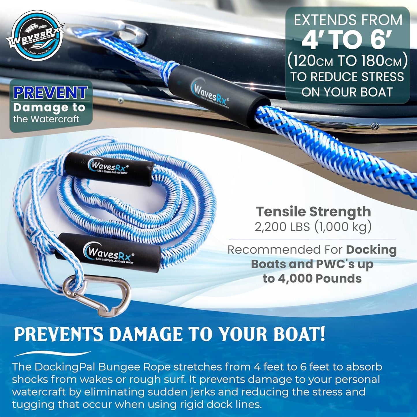 WavesRx 4' - 6' DOCKINGPAL BUNGEE - Angler's Pro Tackle & Outdoors