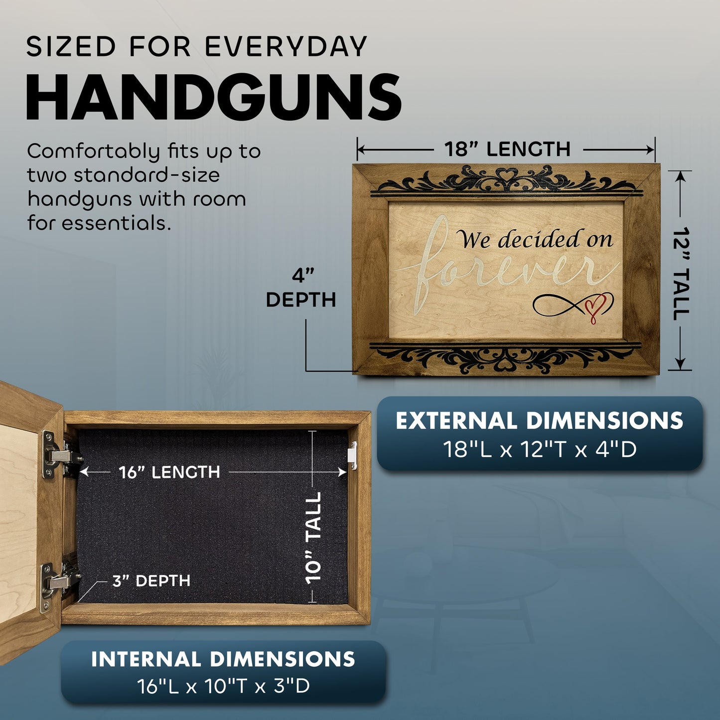 Bellewood Designs - We Decided On Forever Decorative Wall-Mounted Secure Gun Cabinet