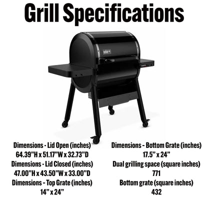 Weber SmokeFire Sear ELX4 Outdoor 24" Wood Fire Pellet Smart Smoker Grill, Black - Angler's Pro Tackle & Outdoors