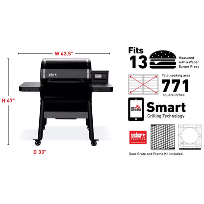 Weber SmokeFire Sear ELX4 Outdoor 24" Wood Fire Pellet Smart Smoker Grill, Black - Angler's Pro Tackle & Outdoors