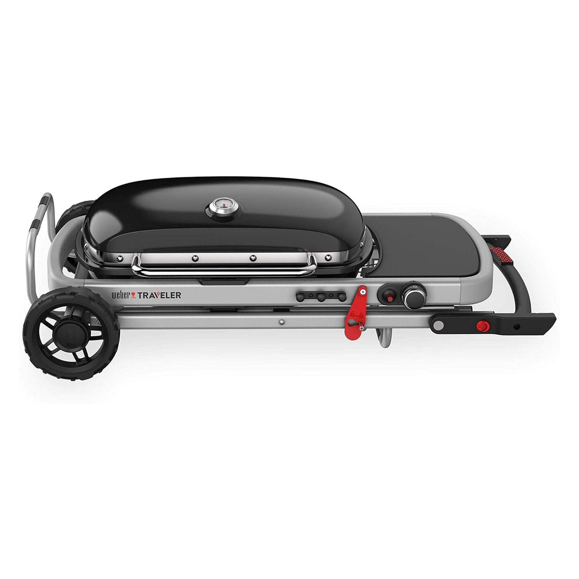 Weber Traveler Portable Outdoor Porcelain Coated Cast Iron LP Gas Grill, Black - Angler's Pro Tackle & Outdoors